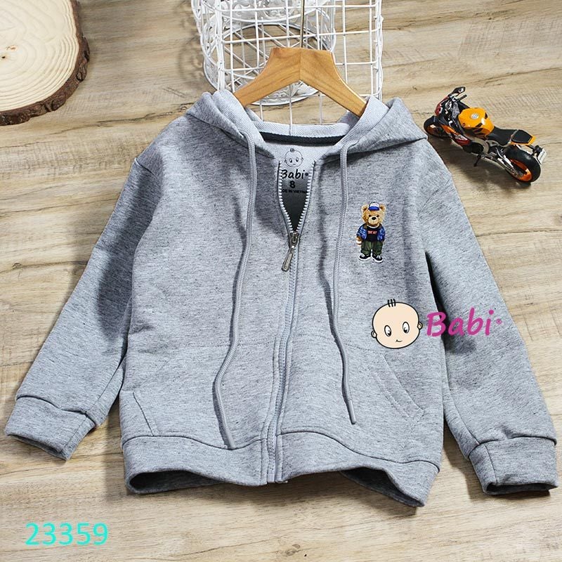  Áo Khoác Da Cá Có Nón Màu Trơn In Logo Gấu Sành Điệu (26kg - 55kg) 