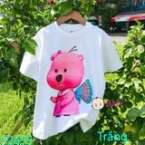  Áo Thun Bé Gái Cộc Tay In Gấu Hồng  (26kg - 60kg) 