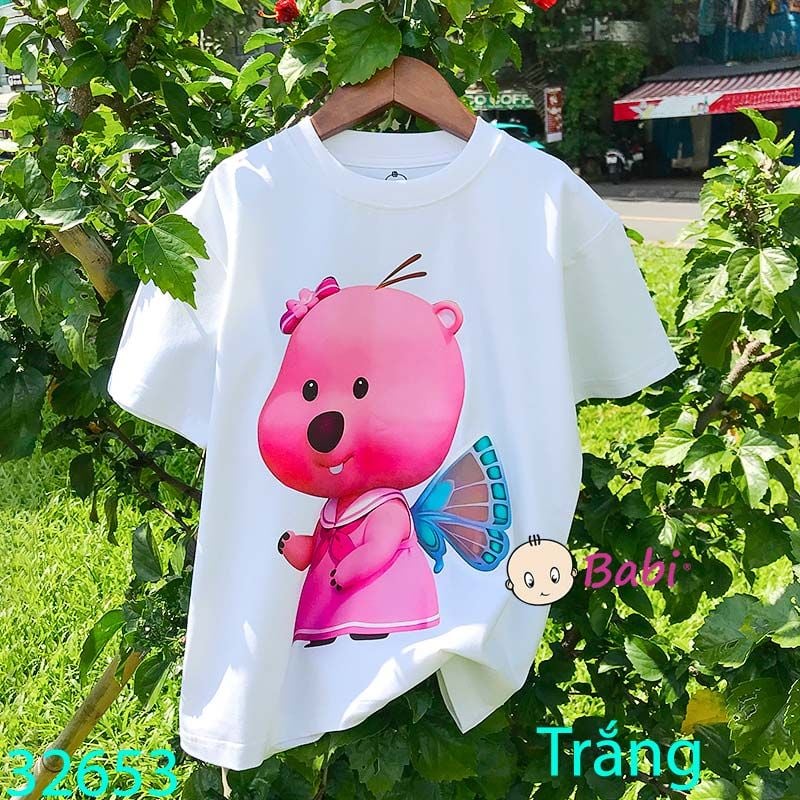  Áo Thun Bé Gái Cộc Tay In Gấu Hồng  (26kg - 60kg) 