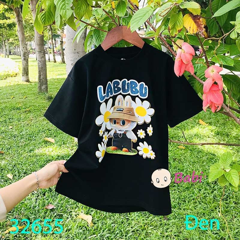  Áo Thun Bé Gái Cộc Tay In Labubu  Dễ Thương  (26kg - 60kg) 