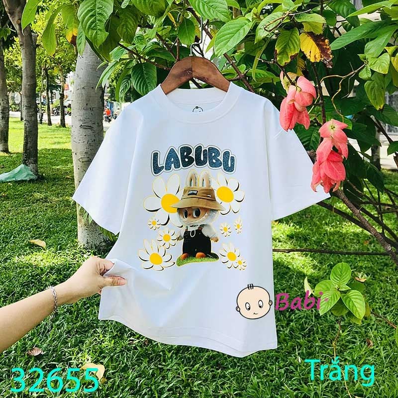  Áo Thun Bé Gái Cộc Tay In Labubu  Dễ Thương  (26kg - 60kg) 