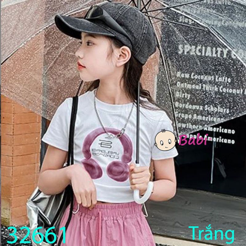  Áo Thun Bé Gái In Hình Tai Nghe (30kg - 50kg) 