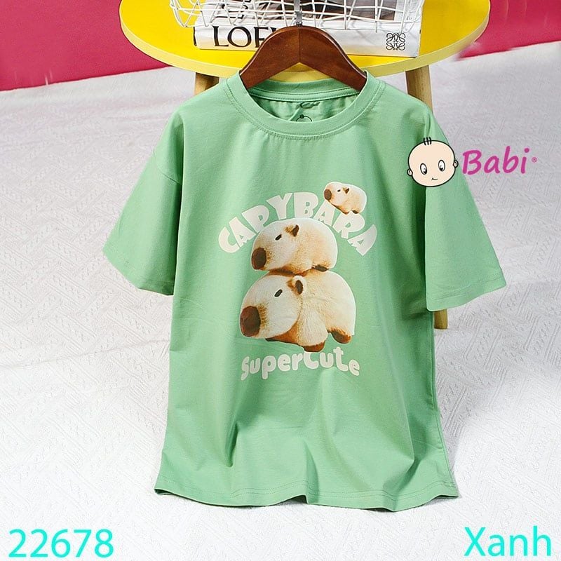  Áo Thun Bé Trai Tay Ngắn Hình 3 Capy Nhỏ (23kg - 62kg) 