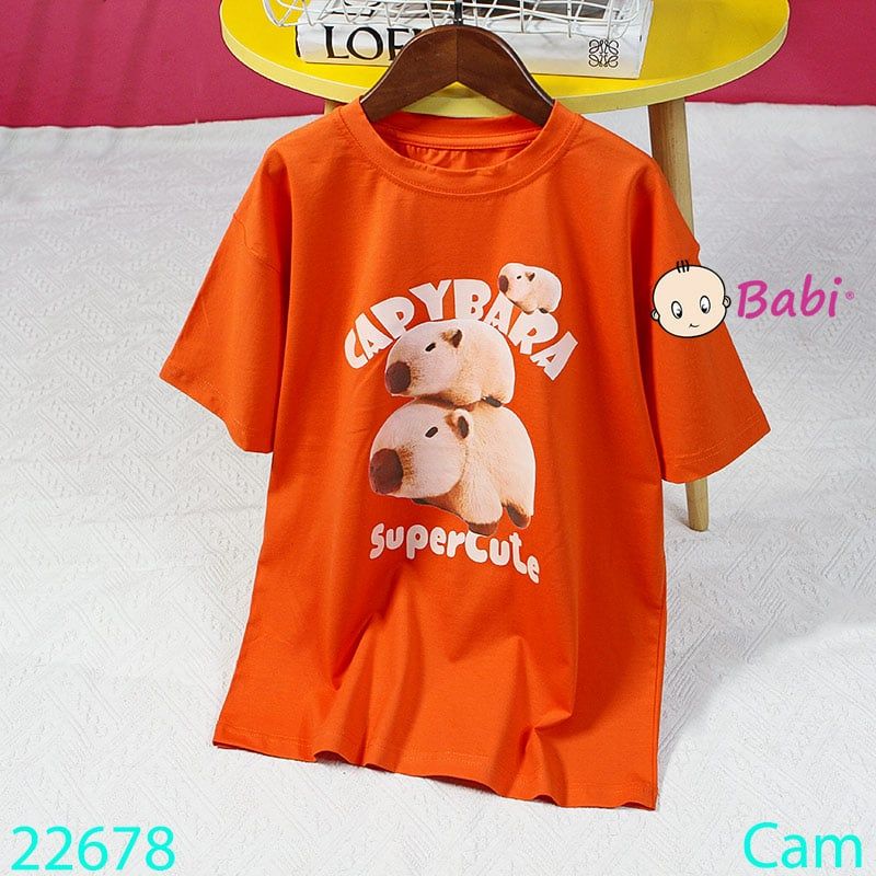  Áo Thun Bé Trai Tay Ngắn Hình 3 Capy Nhỏ (23kg - 62kg) 