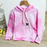  Áo Thun Hoodie Cho Bé  Gái Tay Dài Màu Loang Sành Điệu (17kg - 50kg) 