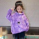  Áo Thun Hoodie Cho Bé  Gái Tay Dài Màu Loang Sành Điệu (17kg - 50kg) 