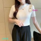  Áo Thun Len Dệt  Kim Màu Trơn Cho Bé Gái Size Đại (40kg-55kg) 
