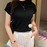  Áo Thun Len Dệt  Kim Tay Ngắn  Màu Trơn Xinh Xắn (40kg-55kg) 