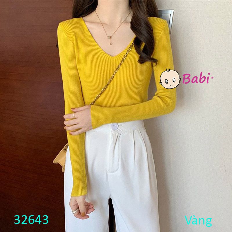  Áo Thun Len Gân Cổ Tim Tay Dài  Màu Trơn Xinh Xắn (40kg-55kg) 