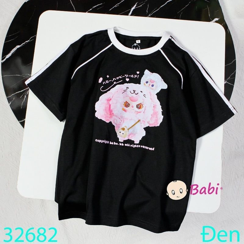  Áo Thun Tay Ngắn Cho Bé Hình Babi Tree Hồng (26kg - 52kg) 