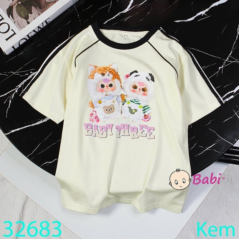  Áo Thun Tay Ngắn Cho Bé Hình Babi Tree Trắng (26kg - 52kg) 