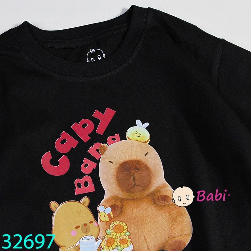  Áo Thun Tay Ngắn Cho Bé Hình Capy (13kg - 45kg) 