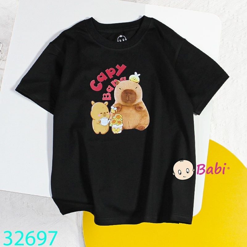  Áo Thun Tay Ngắn Cho Bé Hình Capy (13kg - 45kg) 