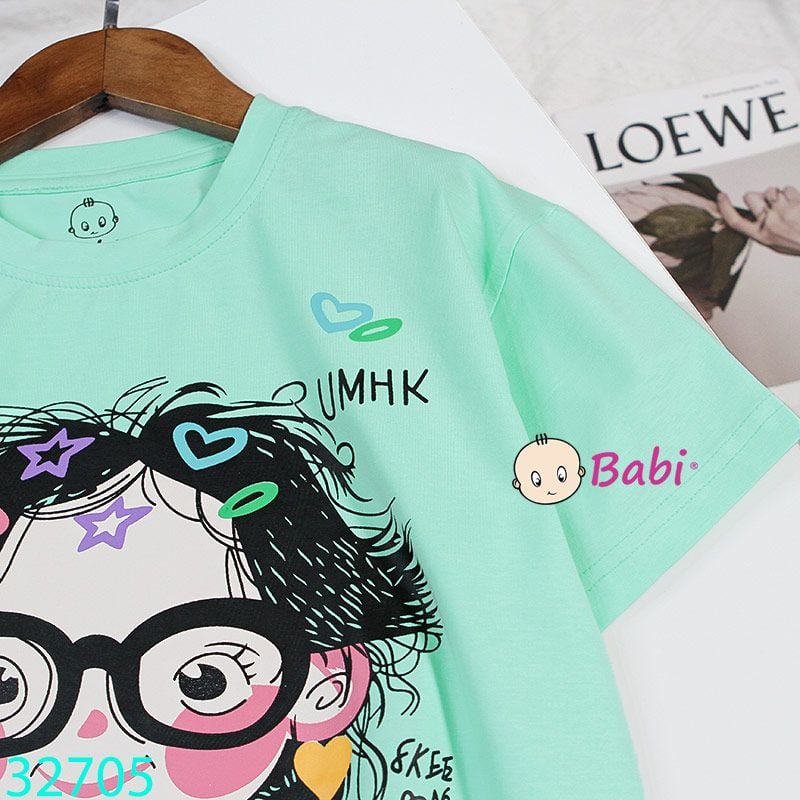  Áo Thun Tay Ngắn Hình Cô Gái Cho Mẹ Và Bé (23kg - 65kg) 