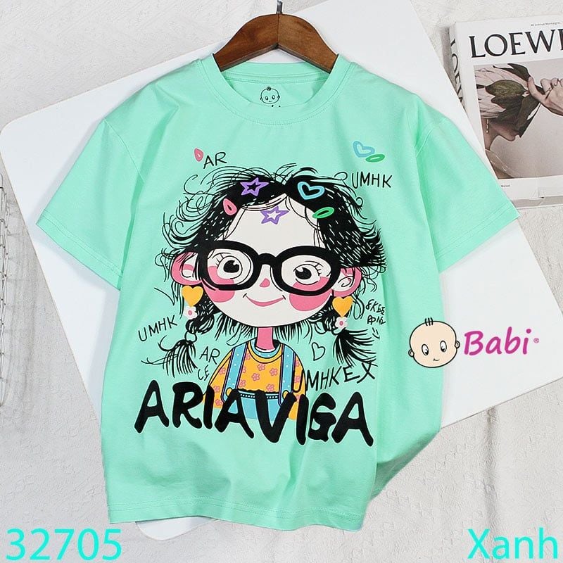  Áo Thun Tay Ngắn Hình Cô Gái Cho Mẹ Và Bé (23kg - 65kg) 