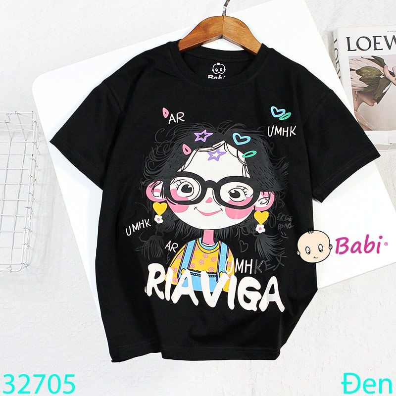  Áo Thun Tay Ngắn Hình Cô Gái Cho Mẹ Và Bé (23kg - 65kg) 