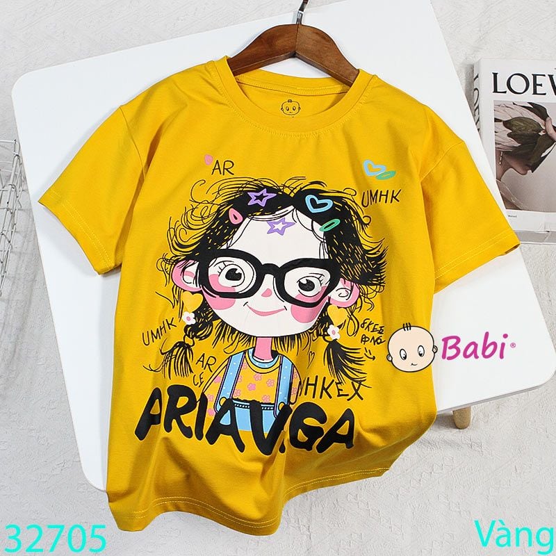  Áo Thun Tay Ngắn Hình Cô Gái Cho Mẹ Và Bé (23kg - 65kg) 