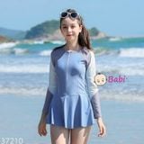  Bộ Bơi Bé Gái Tay Dài Váy Liền Mảnh M6 (26-47kg) 