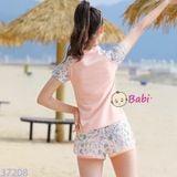  Bộ Bơi Bé Gái Tay Ngắn In Chữ HELLO M16 (23-50kg) 