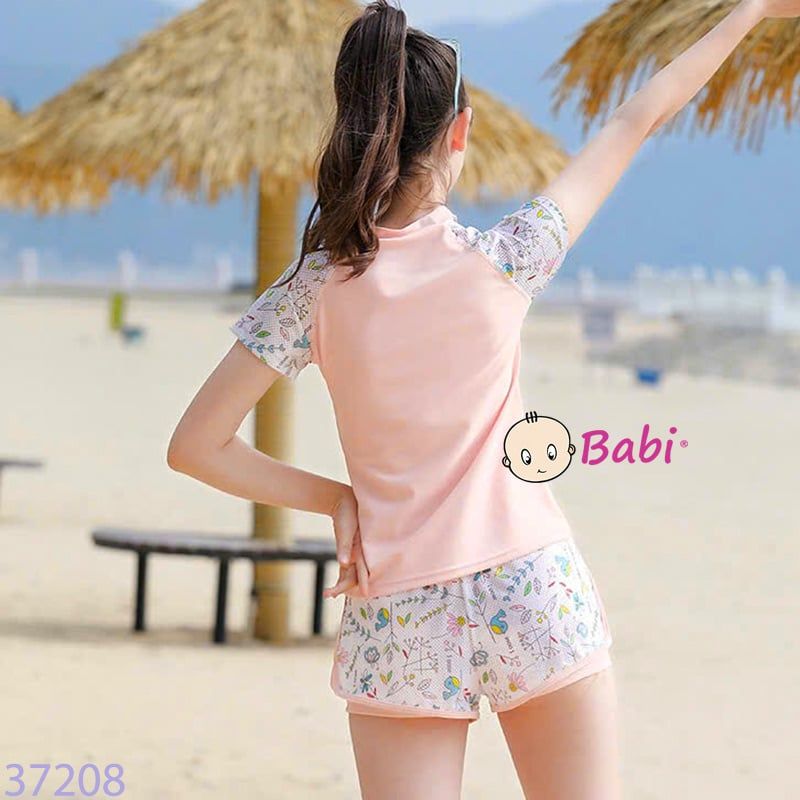  Bộ Bơi Bé Gái Tay Ngắn In Chữ HELLO M16 (23-50kg) 