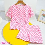  Bộ Bé Gái Áo Croptop Quần Short In Họa Tiết Xinh Xắn  (20kg-55kg) 