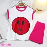  Bộ Bé Gái Sát Nách Quần Short  In Mặt Cười Dễ Thương (26kg-57kg) 