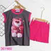 Bộ Bé Gái Sát Nách Quần Short  In Gấu Dâu Cute (23kg-40kg)