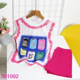  Bộ Bé Gái Sát Nách Quần Short Họa Tiết Cute (13kg-50kg) 