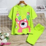  Bộ Mặc Nhà Tay Ngắn Quần Lửng In Gấu Dễ Thương (15kg - 35kg) 