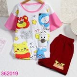  Bộ Tay Ngắn Quần Đùi In Hình Gấu Dễ Thương Size Đại (45-55kg) 