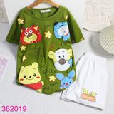  Bộ Tay Ngắn Quần Đùi In Hình Gấu Dễ Thương Size Đại (45-55kg) 