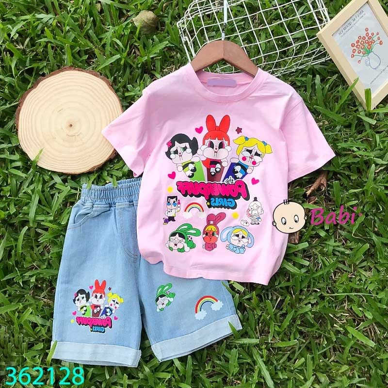  Bộ Áo Thun Quần Jeans Lửng Bé Gái M1 (10kg - 45kg) 