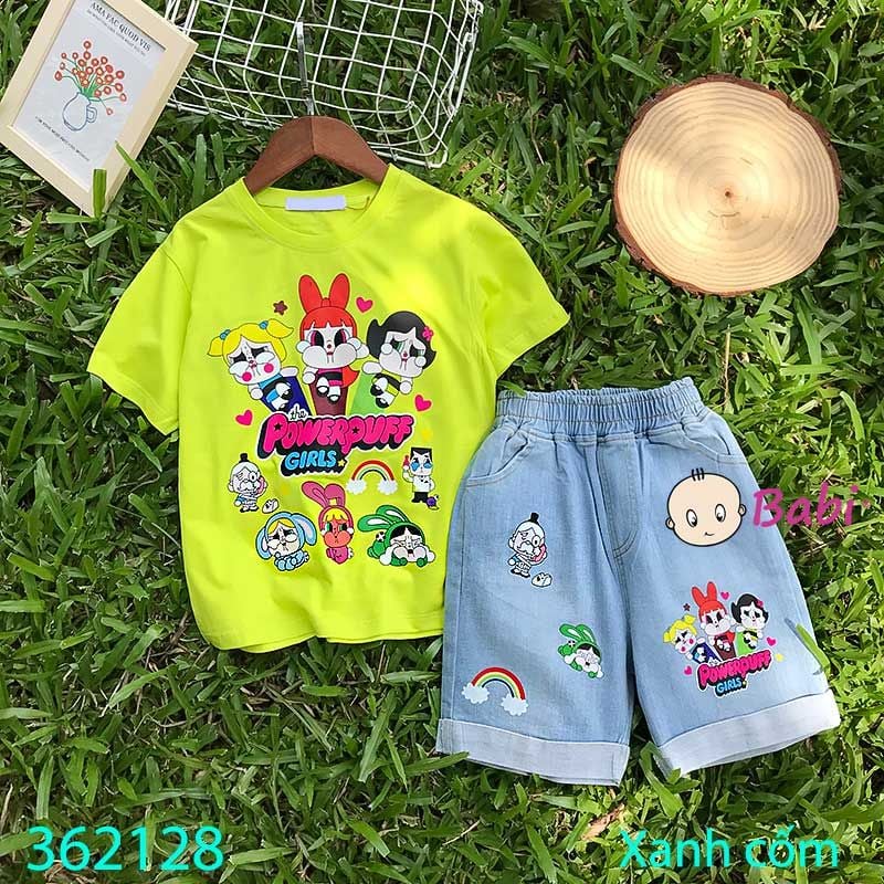  Bộ Áo Thun Quần Jeans Lửng Bé Gái M1 (10kg - 45kg) 