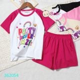  Bộ Bé Gái Áo Ngắn Quần Short Đùi In Chữ Party (15kg-52kg) 