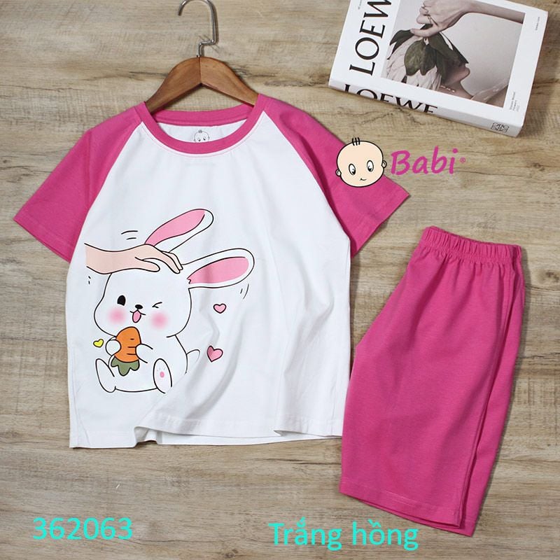  Bộ Bé Gái Áo Tay Raplang In Thỏ Quần Lửng Dễ Thương (26kg-57kg) 