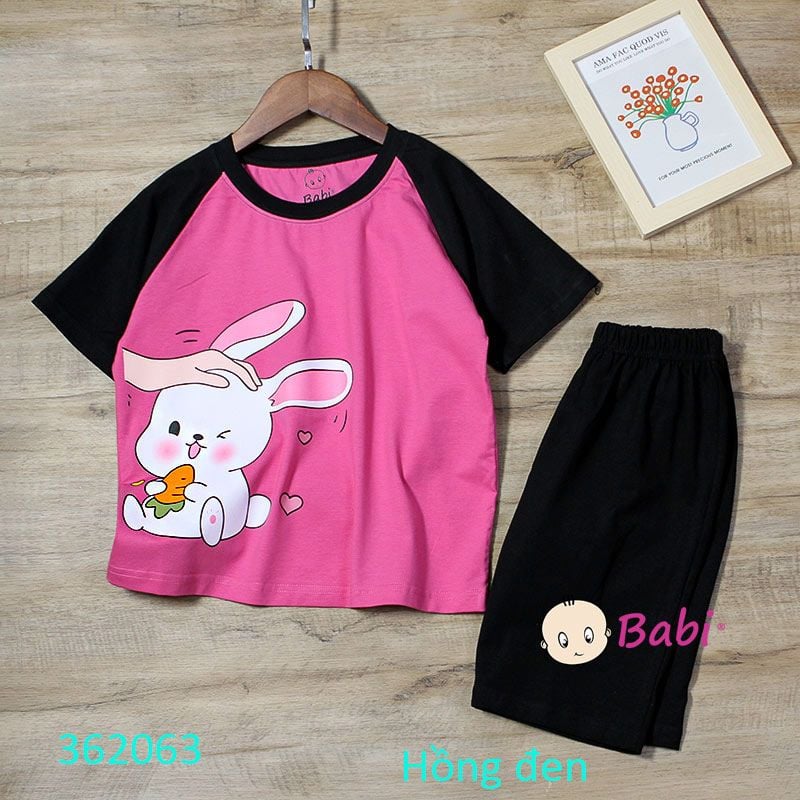  Bộ Bé Gái Áo Tay Raplang In Thỏ Quần Lửng Dễ Thương (26kg-57kg) 