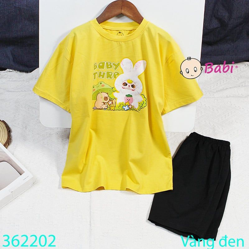  Bộ Bé Gái Quần Lửng Babi-Three Thỏ Trắng (26kg - 58kg) 