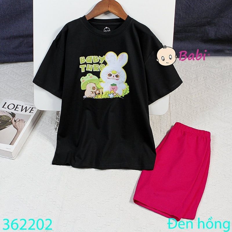  Bộ Bé Gái Quần Lửng Babi-Three Thỏ Trắng (26kg - 58kg) 