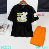  Bộ Bé Gái Quần Lửng Babi-Three Thỏ Trắng (26kg - 58kg) 