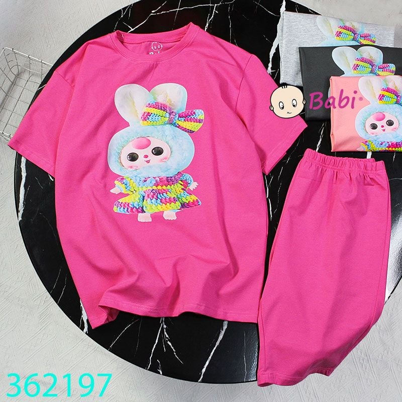  Bộ Bé Gái Quần Lửng Hình Thỏ Dễ Thương (23kg - 52kg) 