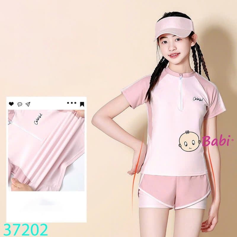  Bộ Bơi Bé Gái Tay Ngắn In Chữ (17-50kg) 