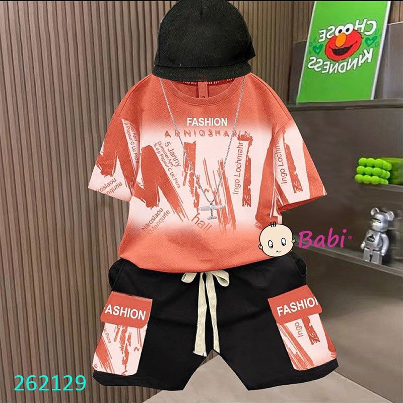  Bộ Cho Bé Trai Tay Ngắn Quần Lửng In Chữ Sành Điệu (10kg-55kg) 