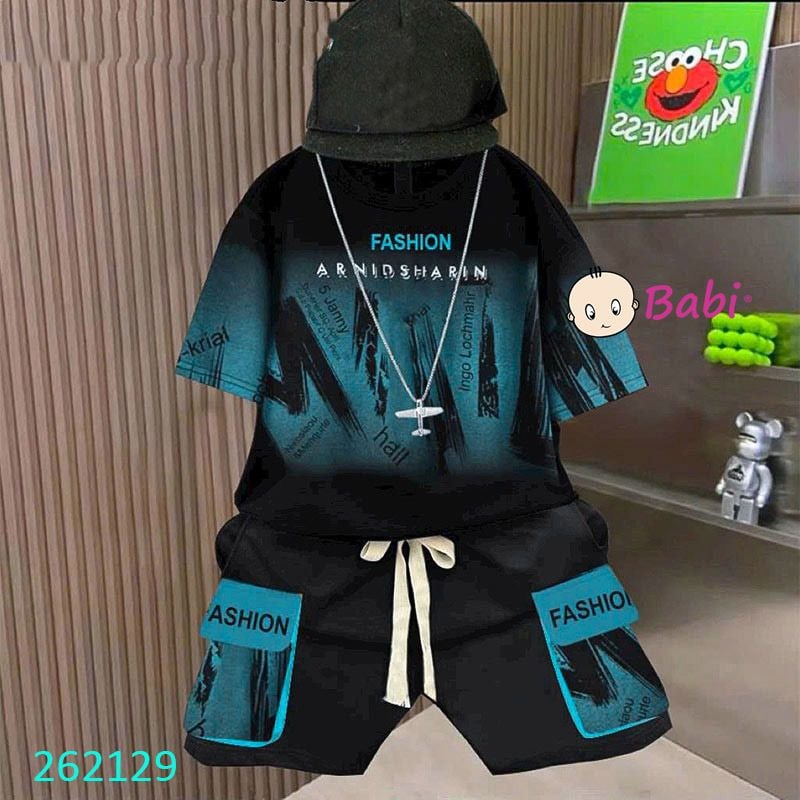  Bộ Cho Bé Trai Tay Ngắn Quần Lửng In Chữ Sành Điệu (10kg-55kg) 