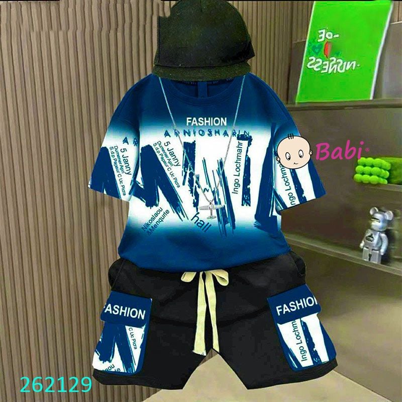  Bộ Cho Bé Trai Tay Ngắn Quần Lửng In Chữ Sành Điệu (10kg-55kg) 