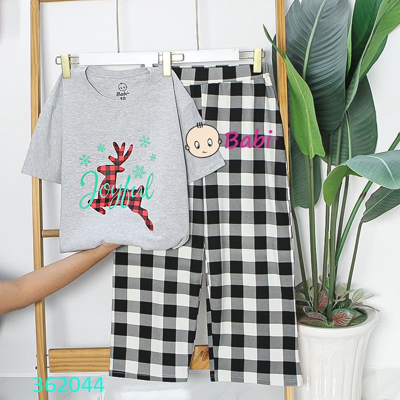  Bộ Gíang Sinh Bé Gái Tay Ngắn In Họa Tiết Dễ Thương (26kg-60kg) 
