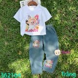  Bộ Jean Baggy Bé Gái In 3 La Bu Bu Xinh Xắn (11kg - 40kg) 