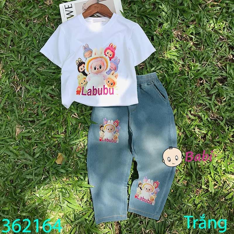 Bộ Jean Baggy Bé Gái In 3 La Bu Bu Xinh Xắn (11kg - 40kg) 