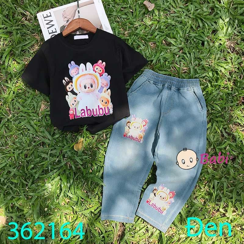  Bộ Jean Baggy Bé Gái In 3 La Bu Bu Xinh Xắn (11kg - 40kg) 