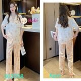  Bộ Pijama Lụa Tay Ngắn Quần Dài Nhiều Họa Tiết (45kg-57kg) 