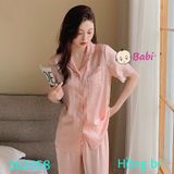  Bộ Pijama Lụa Tay Ngắn Quần Dài Nhiều Họa Tiết (45kg-57kg) 